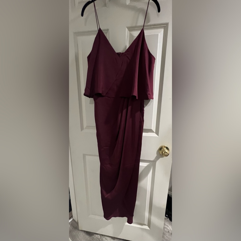 Shona Joy Red Luxe Frill Tulip Hem Maxi Dress Size 8